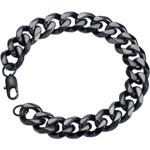 SANNYRA 18k Real Gold Plated Curb Cuban Chain Bracelet Stainless Steel Link